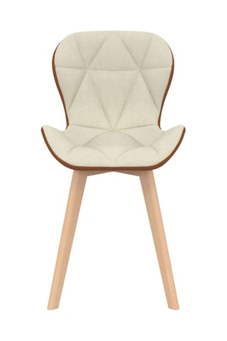 Sedie Gladys in tessuto beige e cammello e piedi in legno - set x 2