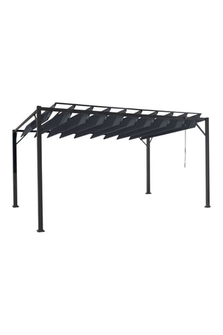 Pergola lamelle orientabili con 4 tende a rullo integrate - 12 m²