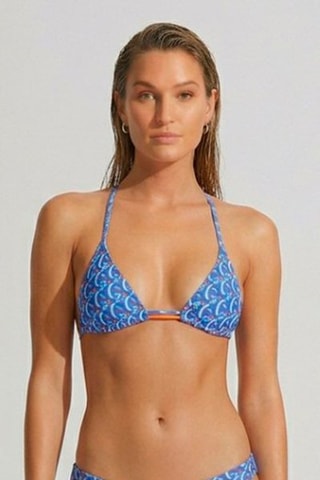 Sujetador de bikini Loana - Azul marino y naranja