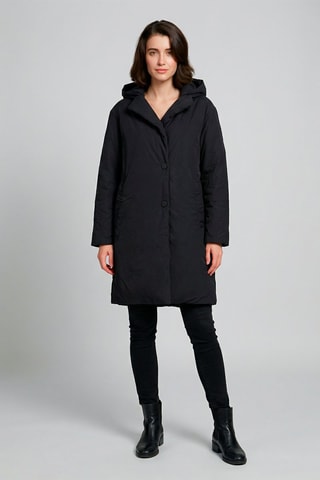 Chaqueta larga con capucha Esther - Negro