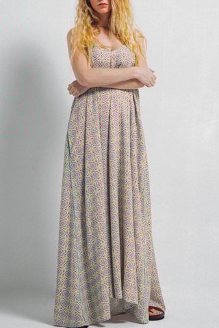 Vestido largo Mayane - Celeste y rosa