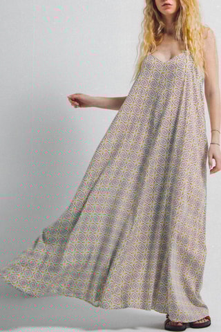 Vestido largo Mayane - Celeste y rosa