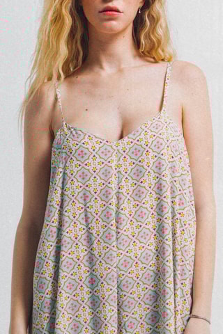 Vestido largo Mayane - Celeste y rosa