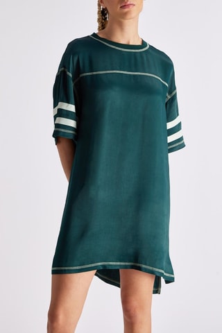 Vestido camiseta Nour - Verde esmeralda y crudo