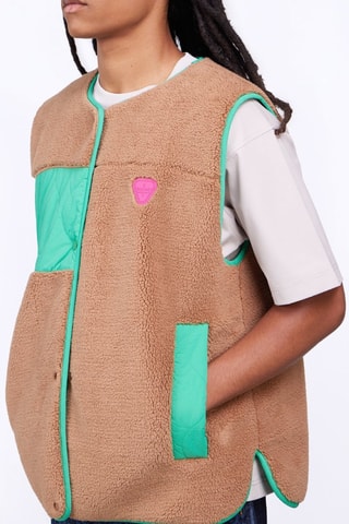 Chaleco reversible unisex Desiree - Marrón claro y verde agua