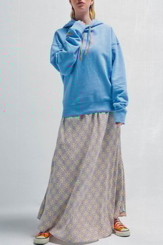 Falda larga Bernice - Beige y fucsia