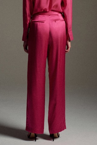 Pantalón wide leg de seda Collins - Rosa