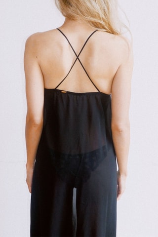 Picardías largo de seda Beauregard - Negro