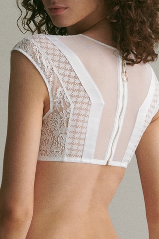 Crop top de encaje Macy - Blanco