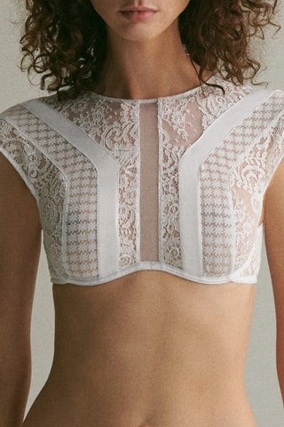 Crop top de encaje Macy - Blanco