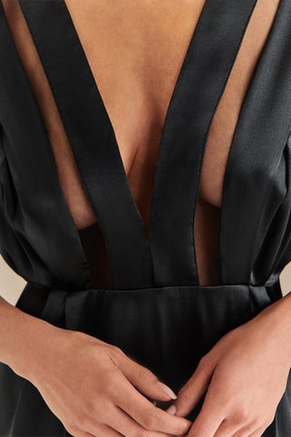 Vestido recto de seda Montana - Negro