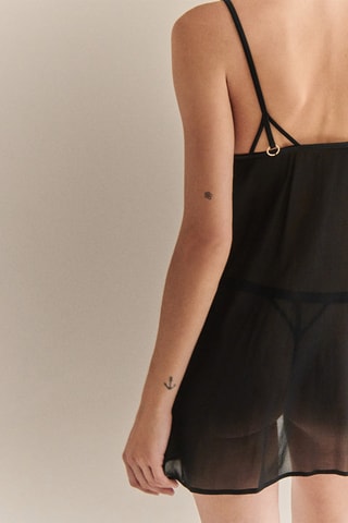 Picardías de seda Playground - Negro