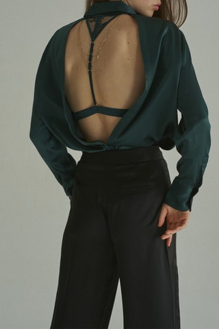 Camisa de seda Romeo J - Verde oscuro