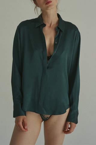 Camisa de seda Romeo J - Verde oscuro