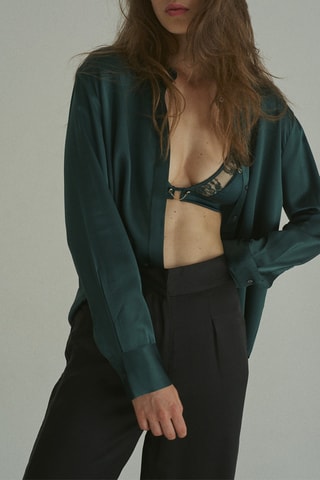 Camisa de seda Romeo J - Verde oscuro