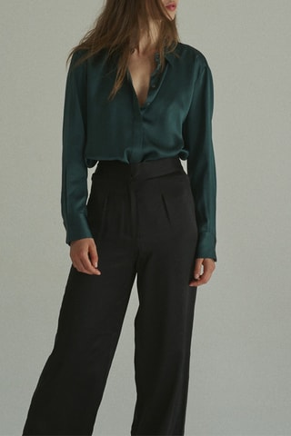 Camisa de seda Romeo J - Verde oscuro