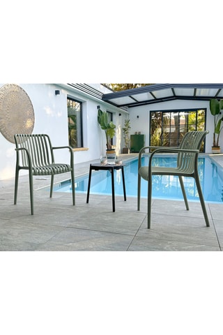 2 sillones de jardín apilables Tiago - Oliva