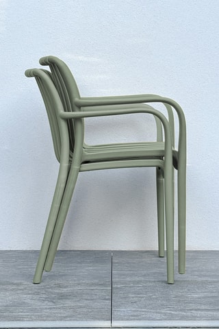 2 sillones de jardín apilables Tiago - Oliva