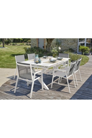 Conjunto de jardín Floride - 6 plazas - Sillones apilables - Mesa extensible