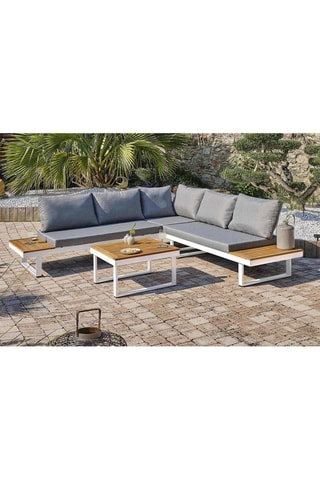 Salón de jardín modulable de madera de acacia Miyako - 5 plazas