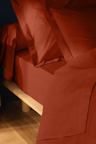 Drap-housse en coton 57 fils/cm² Lina - Terracotta