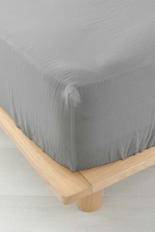 Drap-housse en gaze de coton Angelia - Gris