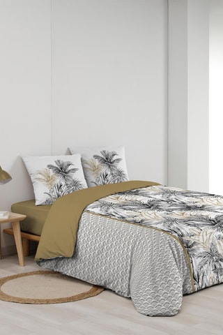 Parure de couette Dakar en coton 42 fils/cm² - Marron et blanc