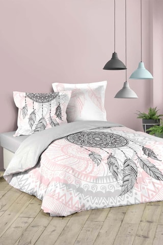 Parure de couette en coton 42 fils/cm² Rêve Namaste - Blanc