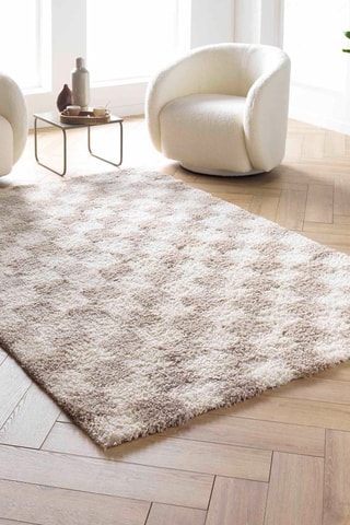 Tapis Damero - Beige et blanc