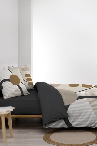 Parure de draps en coton Santana - Ecru, noir et doré