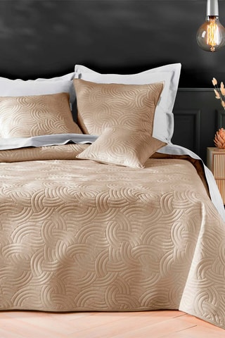 Couvre-lit et taies d'oreiller en velours Solange - Marron