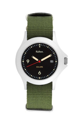 Montre à quartz en acier Solaire Soleil - Vert et argenté