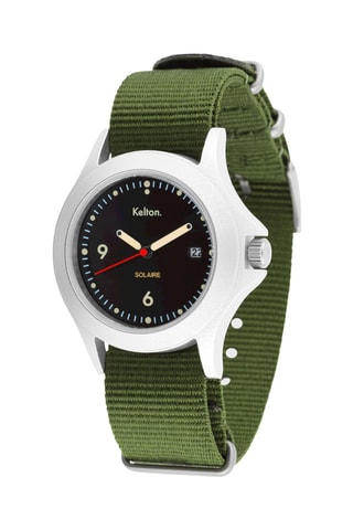 Montre à quartz en acier Solaire Soleil - Vert et argenté