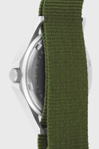 Montre à quartz en acier Solaire Soleil - Vert et argenté