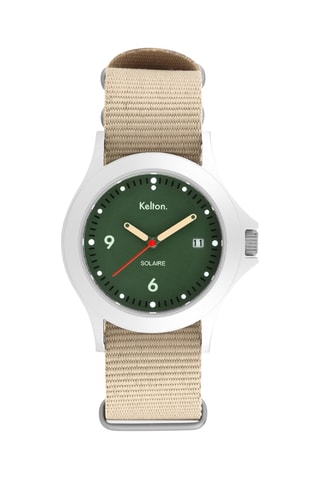 Montre à quartz en acier Solaire Soleil - Beige et argenté