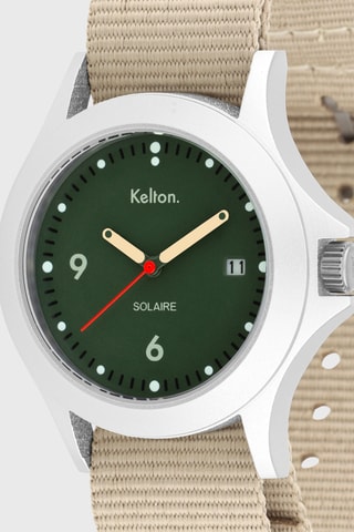 Montre à quartz en acier Solaire Soleil - Beige et argenté