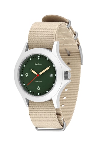 Montre à quartz en acier Solaire Soleil - Beige et argenté