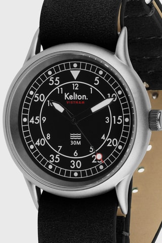 Montre en acier Villa - Noir et argenté