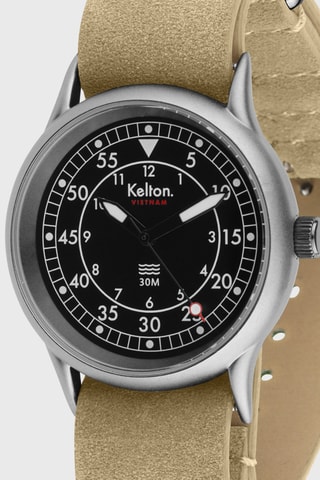 Montre en acier Villa - Beige et argenté