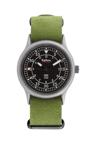 Montre en cuir Villa - Vert et argenté