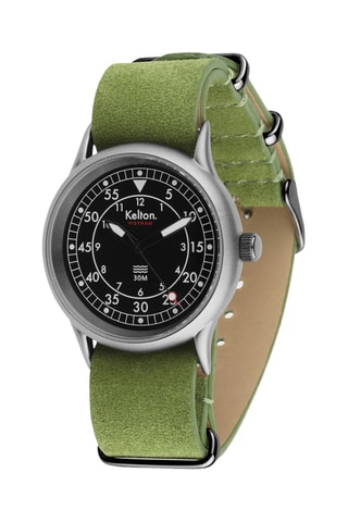 Montre en cuir Villa - Vert et argenté