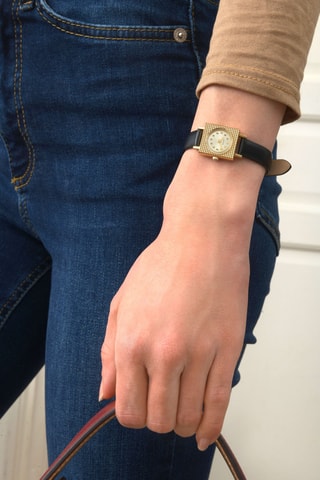 Montre à quartz en cuir Colorama - Noir