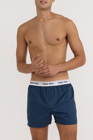 2 boxers em algodão biológico - Azul-noite e cru
