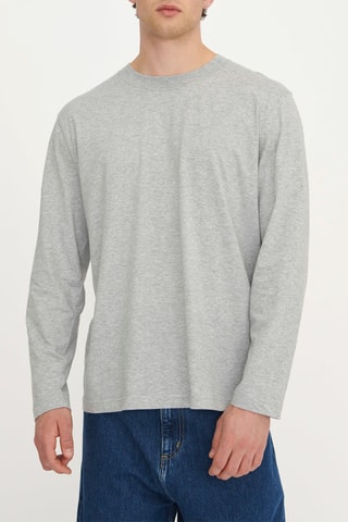 T-shirt em algodão biológico - Cinzento mesclado