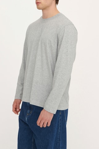 T-shirt em algodão biológico - Cinzento mesclado