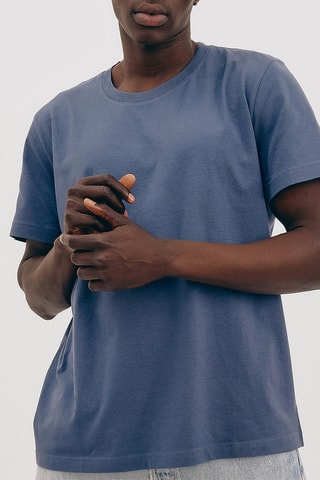 T-shirt regular em algodão biológico - Azul-cobalto