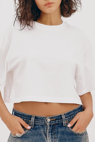 T-shirt cropped em algodão biológico - Branco
