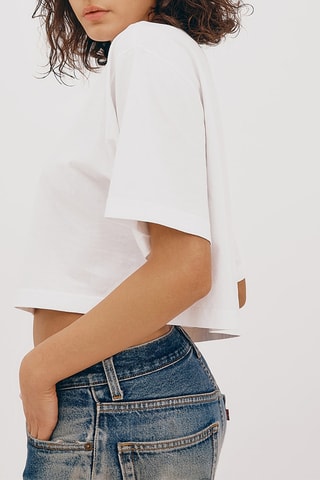 T-shirt cropped em algodão biológico - Branco