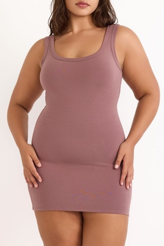 Vestido justo em algodão biológico - Rosa-velho