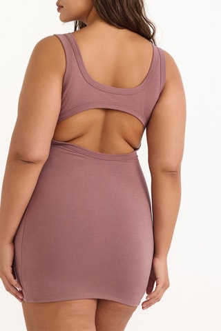 Vestido justo em algodão biológico - Rosa-velho